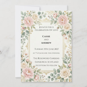 Blush Rose Wedding Invitation