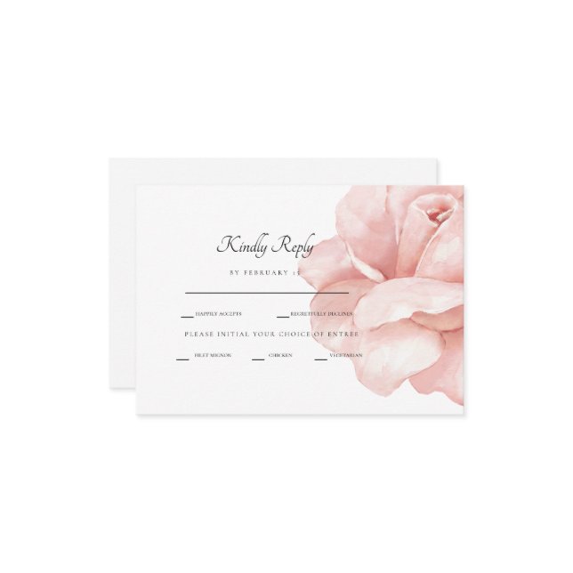 Blush Rose Wedding Reception Dinner White RSVP (Front/Back In Situ)