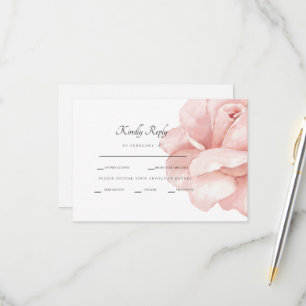 Blush Rose Wedding Reception Dinner White RSVP Card