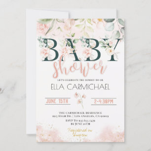 Blush Roses Baby Shower Invitation
