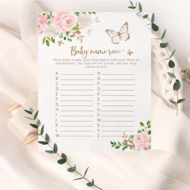Blush roses butterfly baby name race game (Creator Uploaded)