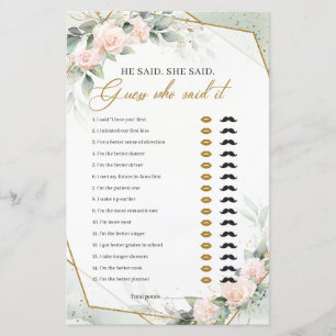 Blush roses eucalyptus gold frame He said She said