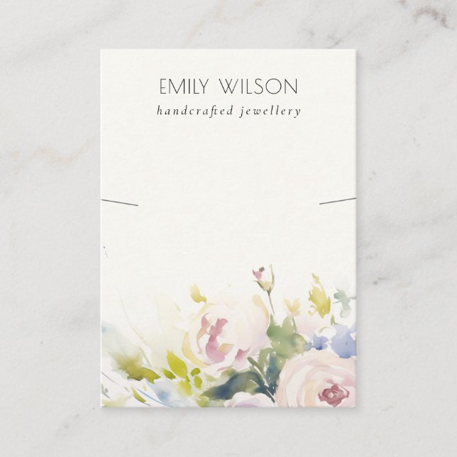 Blush Roses Floral Bunch Necklace Jewellery Displa Business Card (Front)