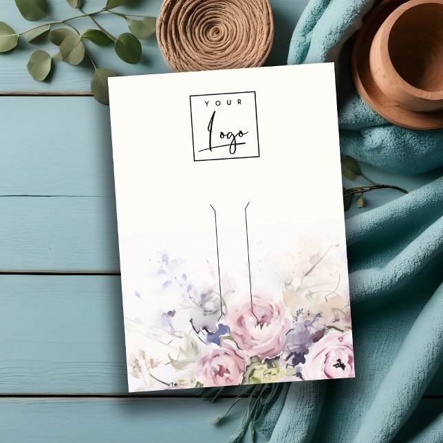 Blush Roses Floral Logo Hairpin Jewellery Display Business Card (Creator Uploaded)