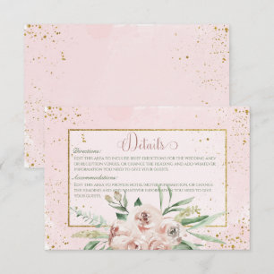 Blush Roses & Gold Accents Wedding Details Enclosure Card