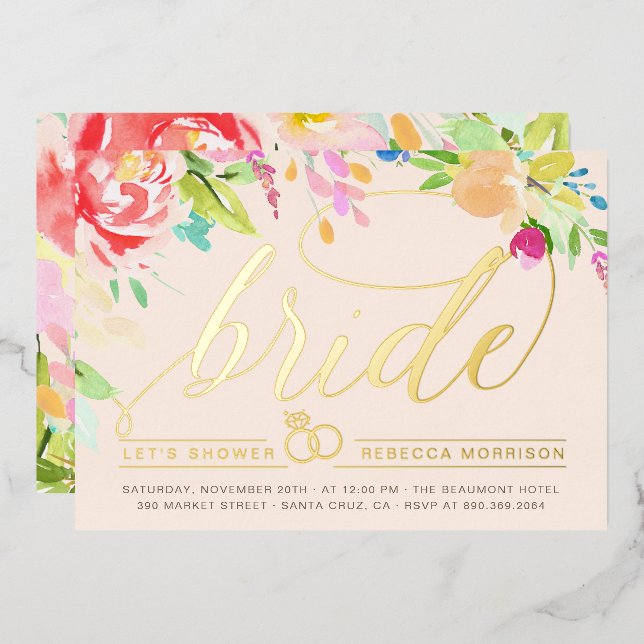 Blush | Roses & Gold Diamond Ring Bridal Shower (Front/Back)