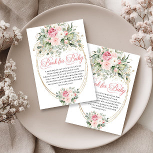 Blush Roses Greenery Baby Shower Book Request Enclosure Card