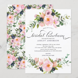 Blush Roses & Peonies Bridal Luncheon Invitation