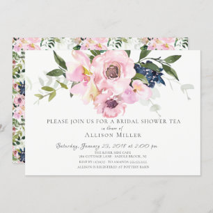 Blush Roses & Peonies Bridal Tea Party Invitation