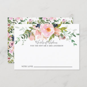 Blush Roses & Peonies Bride Words of Wisdom Card