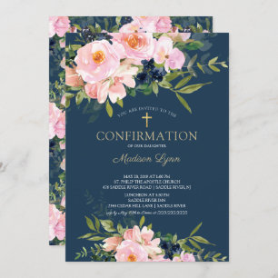 Blush Roses & Peonies Confirmation Invitation