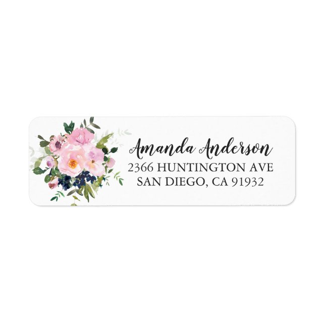 Blush Roses & Peonies Floral Bridal Shower Labels (Front)