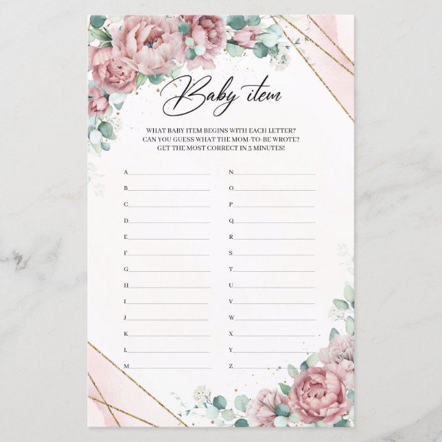 Blush roses peonies gold frame greenery Baby Item (Front)