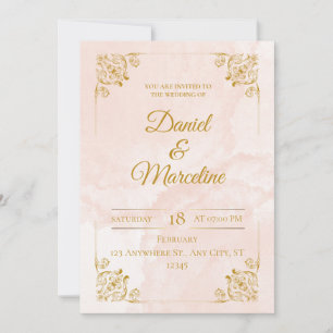Blush Royale: A Golden Affair Wedding Invitation