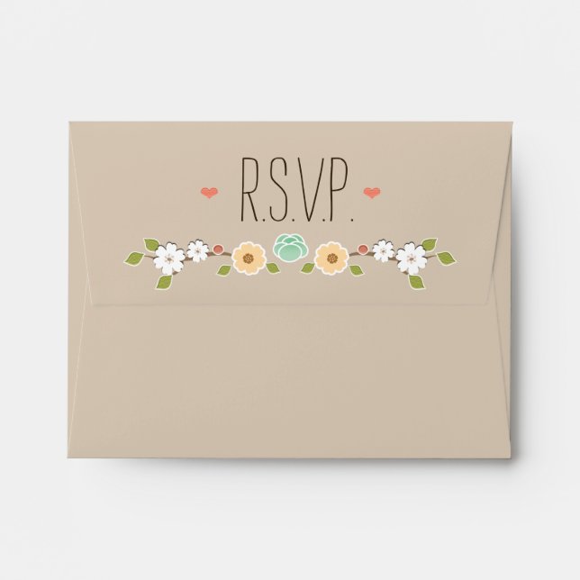 Blush Rustic Floral Boho RSVP Wedding Envelope (Back (Top Flap))