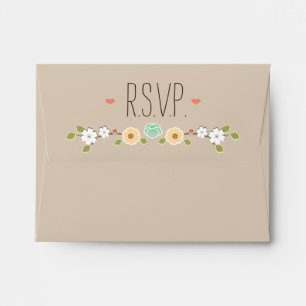 Blush Rustic Floral Boho RSVP Wedding Envelope