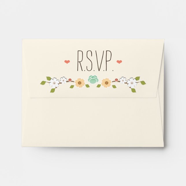 Blush Rustic Floral Boho RSVP Wedding Envelope (Back (Top Flap))