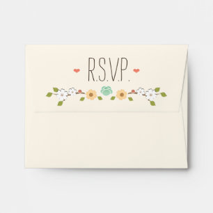 Blush Rustic Floral Boho RSVP Wedding Envelope