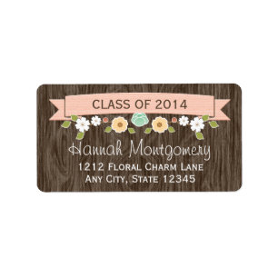 Blush Rustic Floral Graduation Return Address Label
