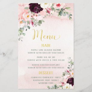 Blush Rustic Garden Wedding Menu