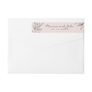Blush Rustic Monogram Wreath Invitation Envelope Wrap Around Label