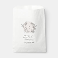 Blush Rustic Monogram Wreath Wedding Favour Bag