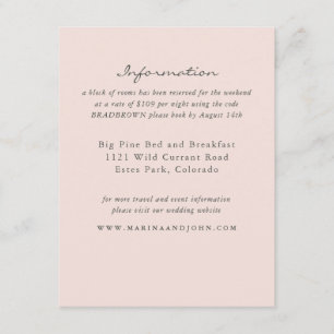 Blush Rustic Monogram Wreath Wedding Info Card