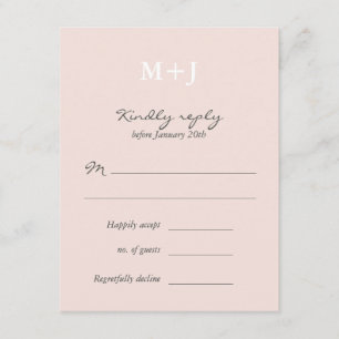 Blush Rustic Monogram Wreath Wedding RSVP reply