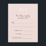 Blush Rustic Monogram Wreath Wedding RSVP reply Card<br><div class="desc"></div>