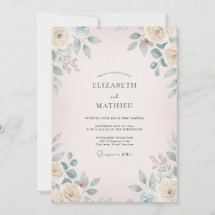 Blush Sage Bloom Wedding Invitation