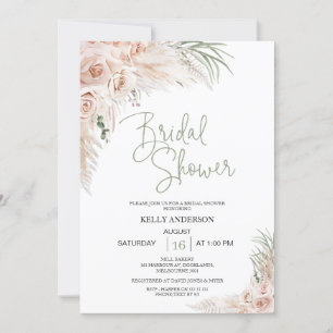 Blush Sage Boho Floral Bridal Shower Invitation