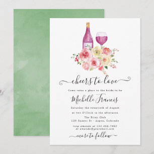 Blush & Sage Floral Bridal Shower Wine Tasting Invitation