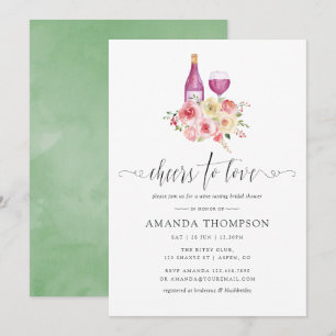 Blush & Sage Floral Bridal Shower Wine Tasting Invitation