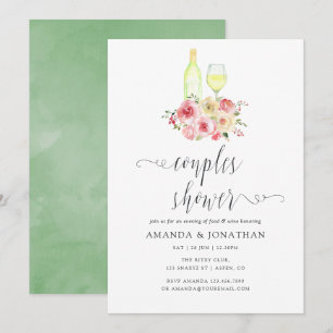 Blush & Sage Floral Couples Shower Wine Tasting Invitation