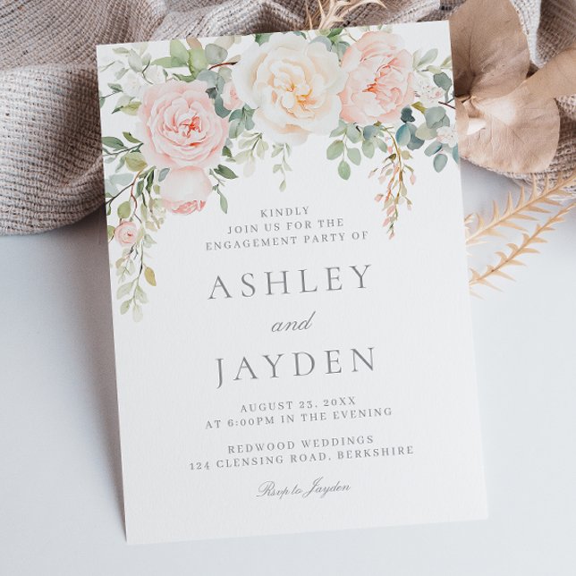 Blush & Sage Floral Engagement Party Invitation (Creator Uploaded)