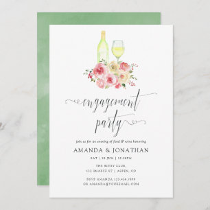 Blush & Sage Floral Engagement Party Wine Tasting Invitation