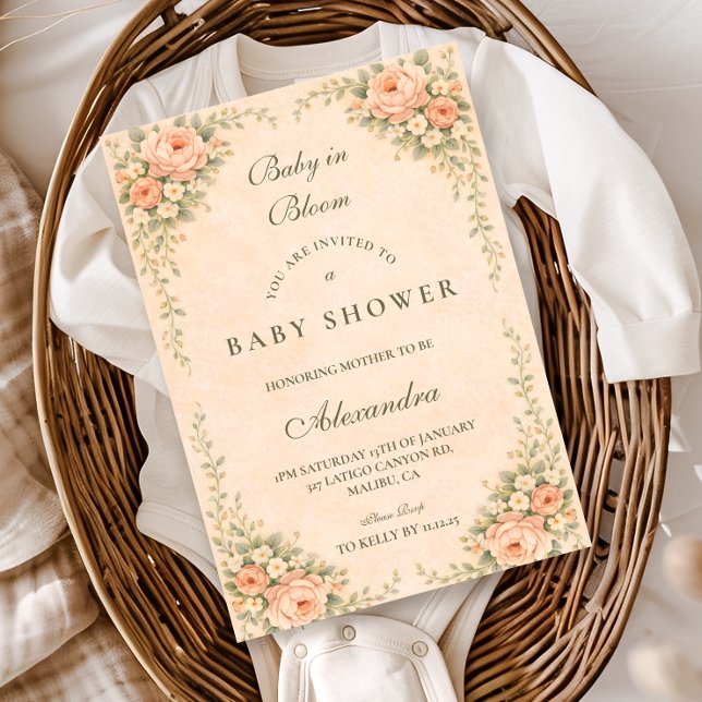 Blush Sage Floral Garden Baby Shower Invitation (Creator Uploaded)
