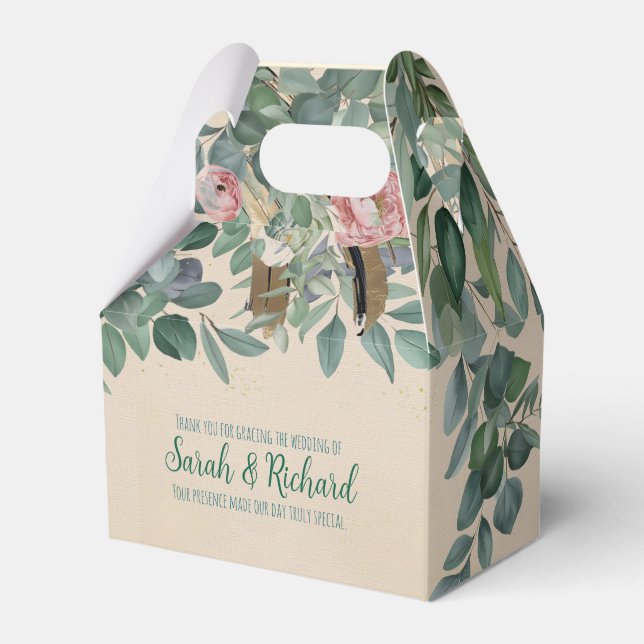 Blush Sage Floral Wedding Favour Box (Front Side)