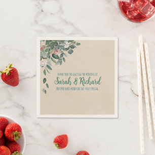 Blush Sage Floral Wedding Napkin