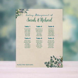 Blush Sage Floral Wedding Seating Chart