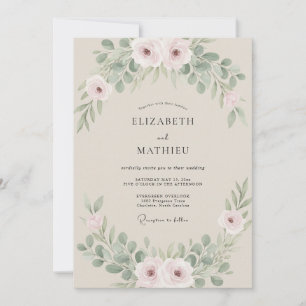 Blush Sage Foliage Eucalyptus Wedding Invitation