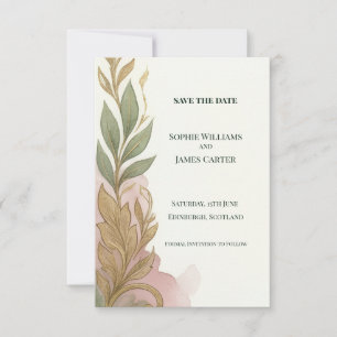 Blush Sage Gold Save The Date Card