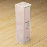 Blush Sage Green Watercolor Monogram Thank You Wine Box<br><div class="desc">Soft blush and white watercolor wash wedding favours.  Personalise Bride and Grooms First Names in dark grey text and Wedding Date.  Large Monogram is pretty sage green.   Front geometric frame in sage green.  Thank You is written on top in sage green.  Original Design by TamiraZDesigns.</div>