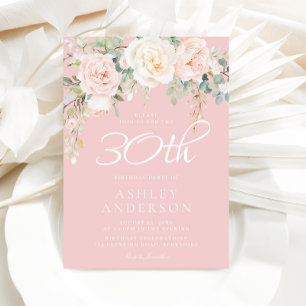Blush & Sage Modern Womans 30th Birthday Party Invitation