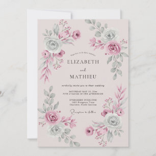 Blush Sage Petal Wedding Invitation