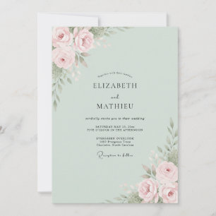 Blush Sage Ranunculus Eucalyptus Wedding Invitation
