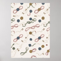 Blush Sage Ribbon Wax Seal Craft Pattern Poster