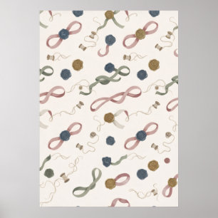 Blush Sage Ribbon Wax Seal Craft Pattern Poster