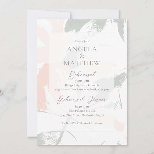 Blush Sage Watercolor Abstract Invitation (Front)