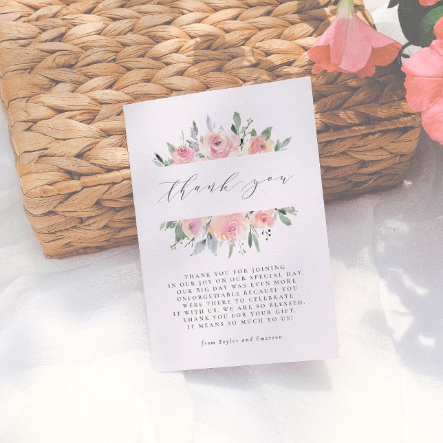Blush & Sage Watercolor Floral Wedding Thank You (Creator Uploaded)